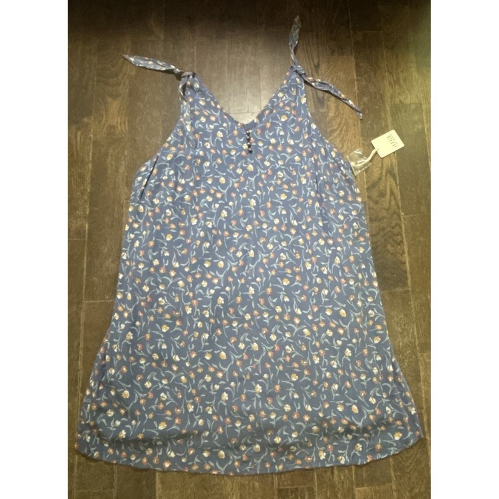 A.N.A Women's Floral Blue Dress Women's OX PLUS SIZE Peasant Boho Cottage NWT